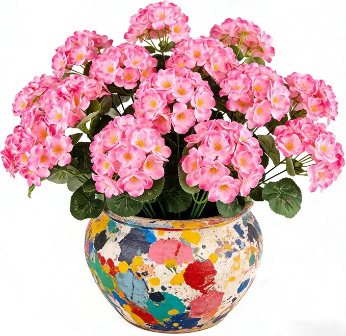 Artificial Geraniums Flowers for Outdoors, 6 Bundles Realistic Silk Fake - Image 7
