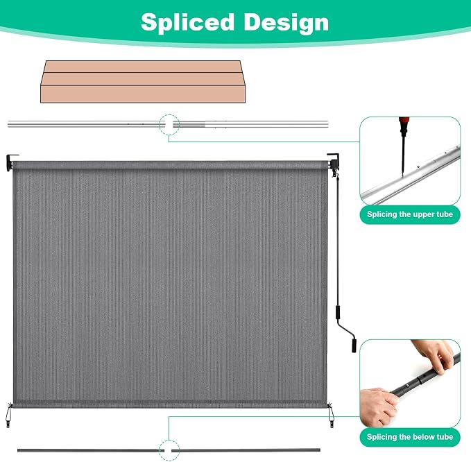 LIFERUN Outdoor Roller Sun Shade 8' W x 8' H, HDPE Shade Cloth - Image 5