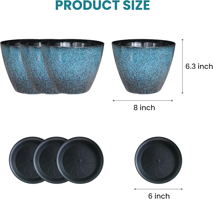 8 inch Plant Pots, Flower Pots for Garden Home Decor - Image 2