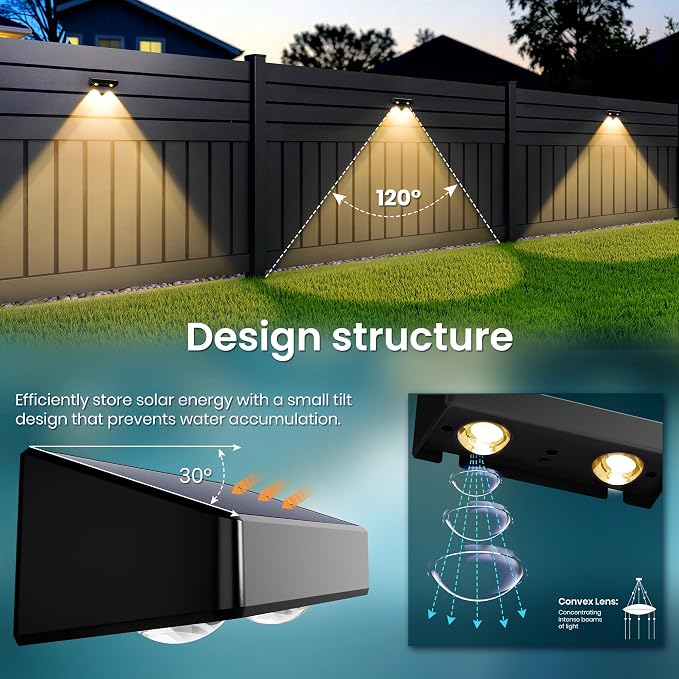 Solar Fence Lights Outdoor, Solar Wall Lights 9 Fixed Colors ＆ Color Changing - Image 6