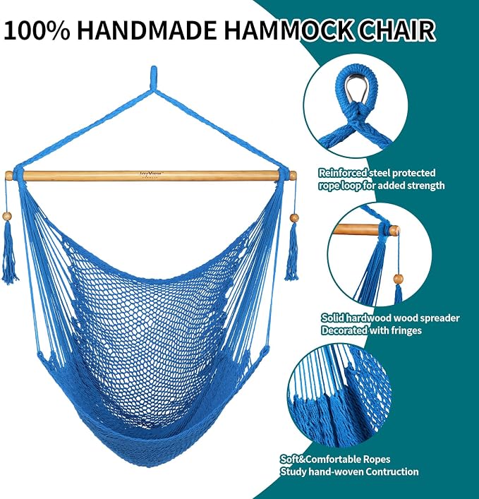 JoyView Hammock Chair with Spreader Bar Caribbean Hammock Swing Chair 300 LBS - Image 5