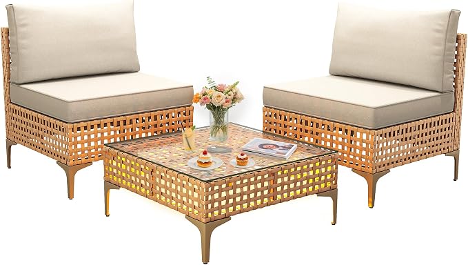 YITAHOME Wicker Patio Furniture Set 3 Pieces Outdoor Sectional Sofa - Image 8