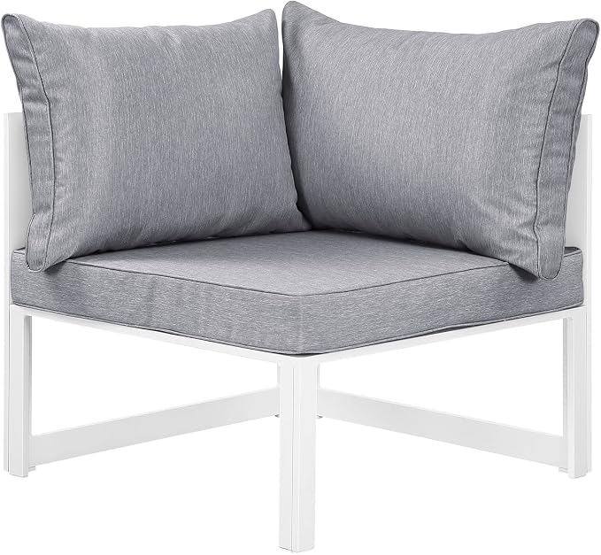 Modway Fortuna Aluminum Outdoor Patio Corner Chair in White Gray by Modway