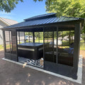 PURPLE LEAF 12' X 16' Solarium Permanent Hardtop Screened Gazebo Galvanized by PURPLELEAF