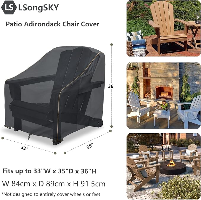 Adirondack Chair Covers 2 Pack, Waterproof Heavy Duty Outdoor Chair Covers - Image 3