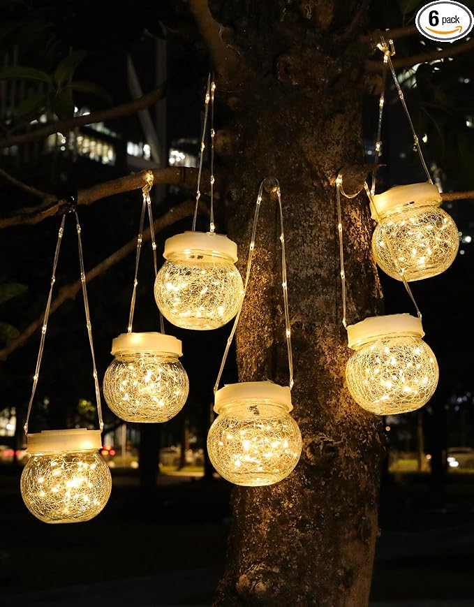 Solar Lantern Solar Lights Outdoor Waterproof 6-Pack, Solar Powered Hanging by PARTPHONER