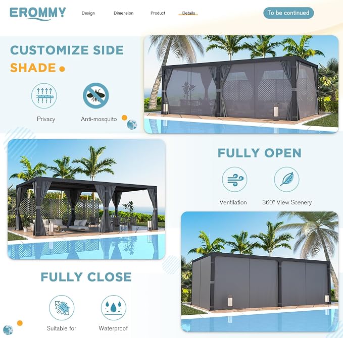 EROMMY Louvered Pergola 12' x 24' Outdoor Hard Top Pergola - Image 6