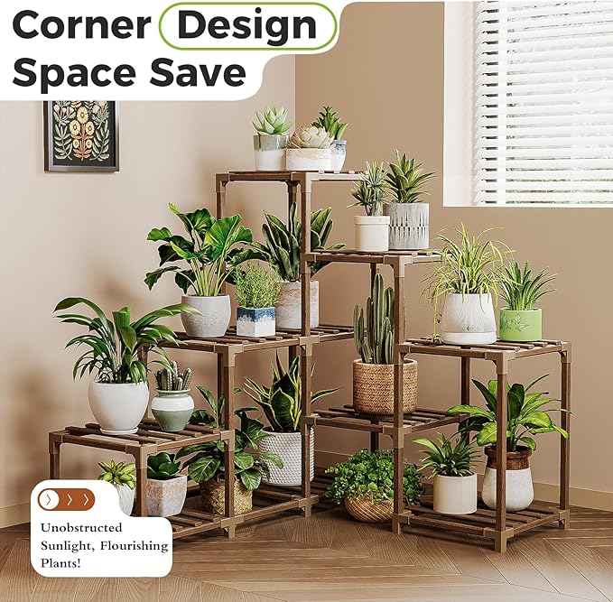 Bamworld Plant Stand Indoor Corner Plant Shelf Outdoor - Image 2