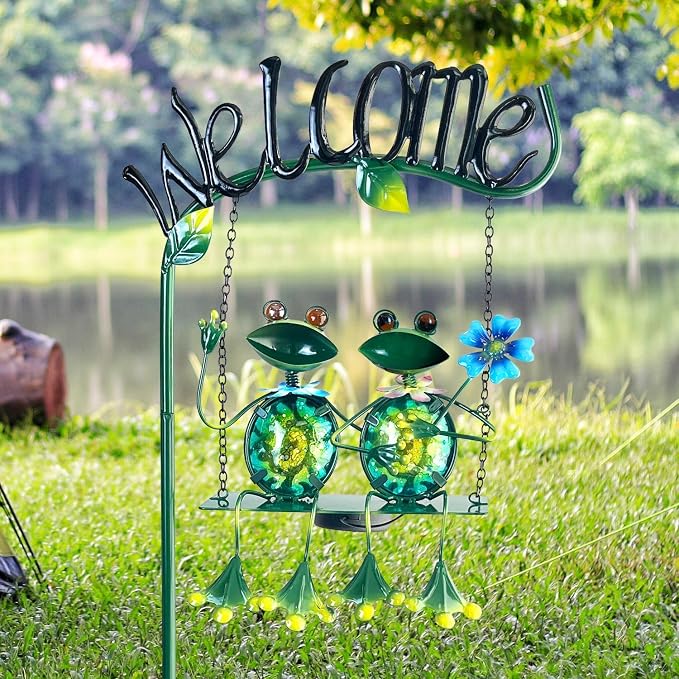 HONGLAND Solar Lights Outdoor Waterproof, Frog Swing Garden Decor, Frog - Image 8
