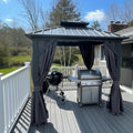PURPLE LEAF 8' X 8' Outdoor Gazebo Aluminum Permanent Hardtop Gazebo by PURPLELEAF