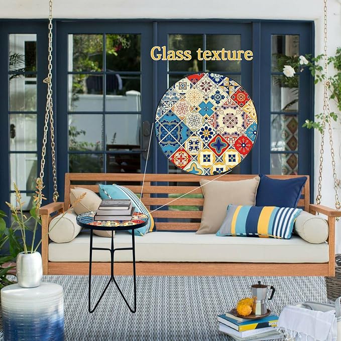 Mosaic Round Sode Tea Table, Outside Unique Furniture, Small End Outdoor Side - Image 4
