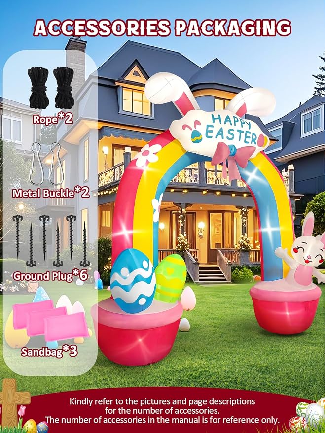 Kalolary 12 FT Easter Archway Inflatables Outdoor Decorations, Giant Bunny - Image 5