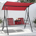Porch Swing with Cup Holders & Pivot Storage Table & Cooler Bag with Adjustable by Garvee