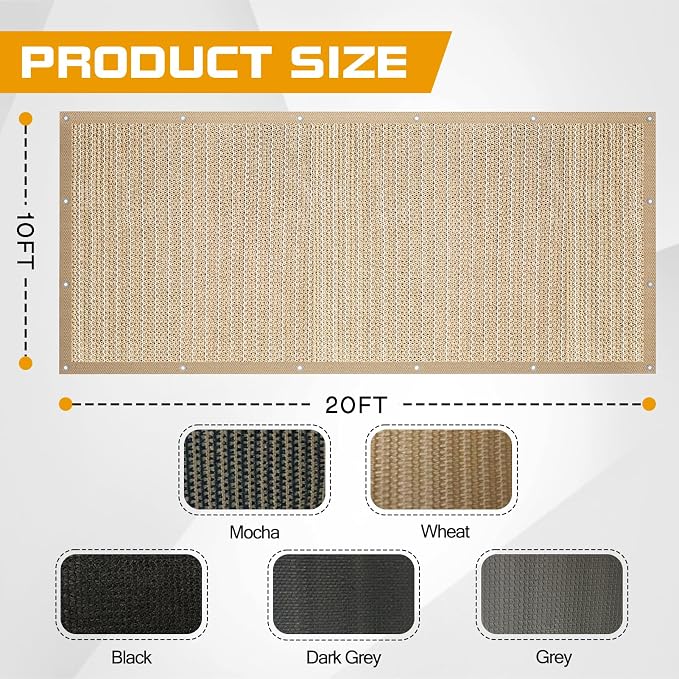 10'x 20' Pergola Shade Cover, Sand Outdoor Sun Shade Cloth - Image 2