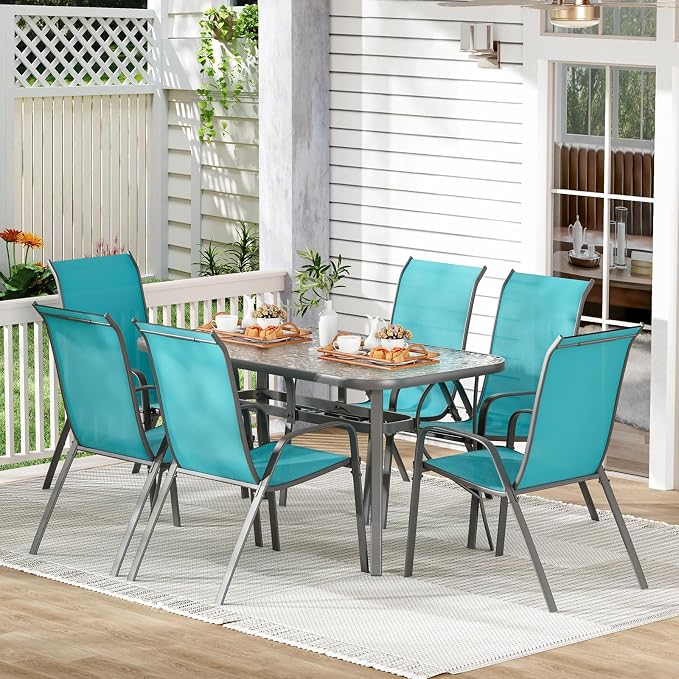 TLSUNNY 7 Pieces Patio Dining Set, Outdoor Table and Chairs W/1.69″ Umbrella - Image 9