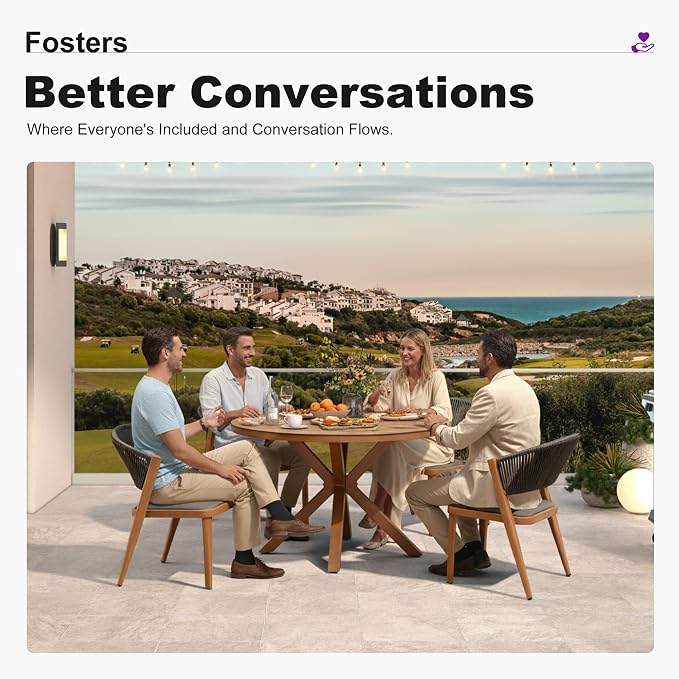 PURPLE LEAF 5 Pieces Oversize Round Outdoor Dining Set Patio Dining Furniture - Image 5