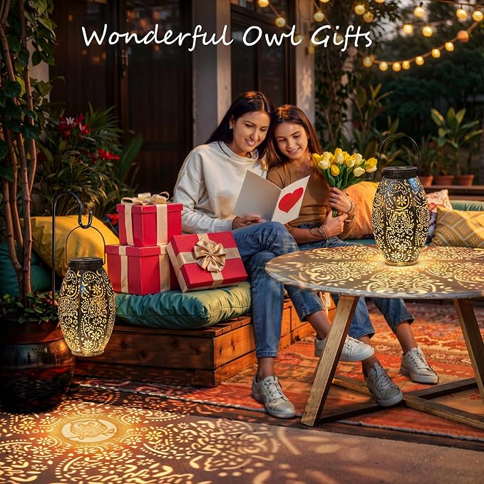 2Pack Owl Solar Outdoor Lanterns Waterproof, Large Decorative Garden Solar - Image 3