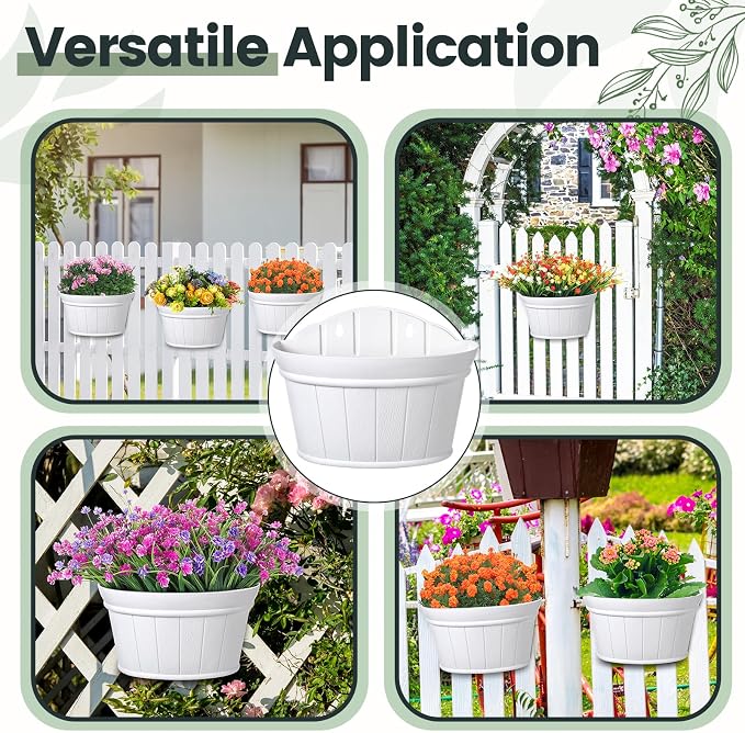 Layhit 6 Pcs Wall Hanging Planters Outdoor Pot Planter Wine Barrel Planter - Image 4