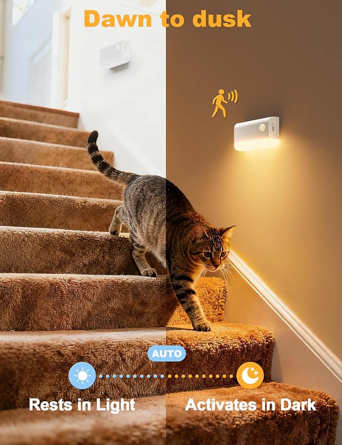 VOLISUN Motion Sensor Night Light Indoor Rechargeable 6 Pack, Stair Lights - Image 7