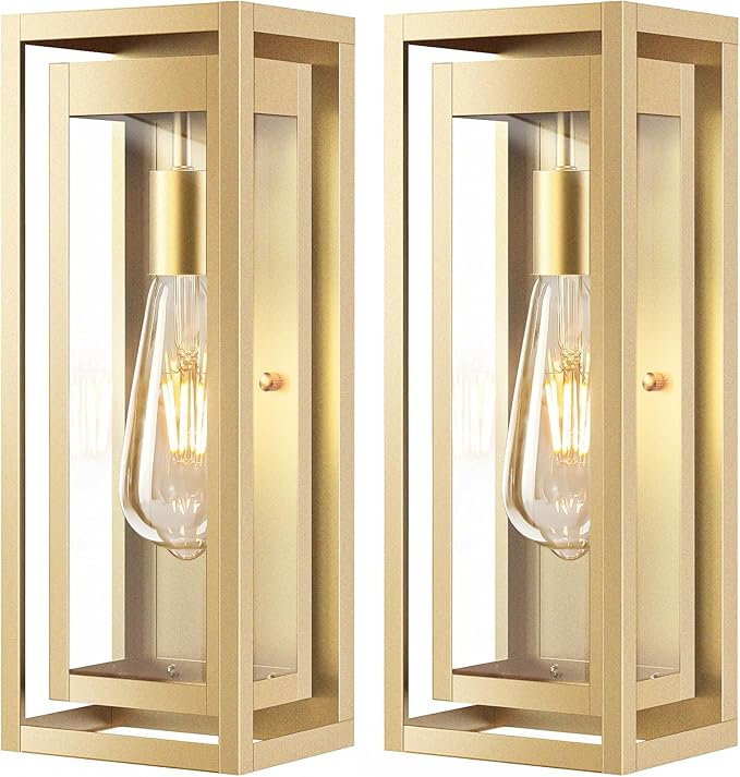 15" Large Gold Outdoor Light Fixture Wall Mount, 2 Pack Waterproof Outdoor by Slypadan