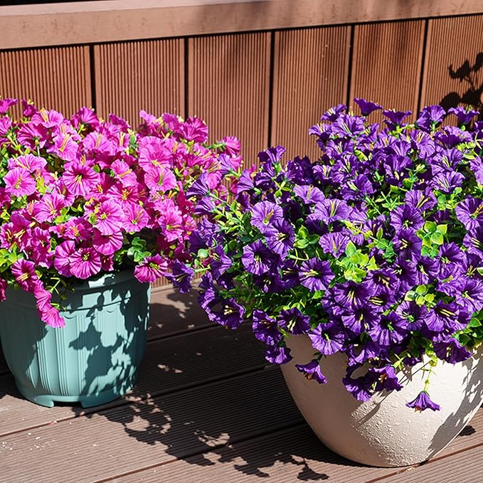 Artificial Flowers for Outdoors, UV Resistant Fake Silk Morning Glory, - Image 5