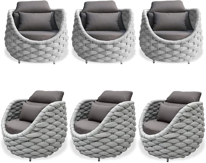 TWT 6 Pieces Patio Sofas All-Weather Rope Balcony Furniture by TWT