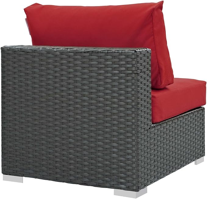 Modway EEI-1854-CHC-RED Sojourn Wicker Rattan Outdoor Patio Sunbrella Fabric - Image 4