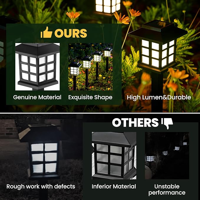 GIGALUMI Solar Outdoor Lights，8 Pack LED Solar Lights Outdoor Waterproof - Image 3