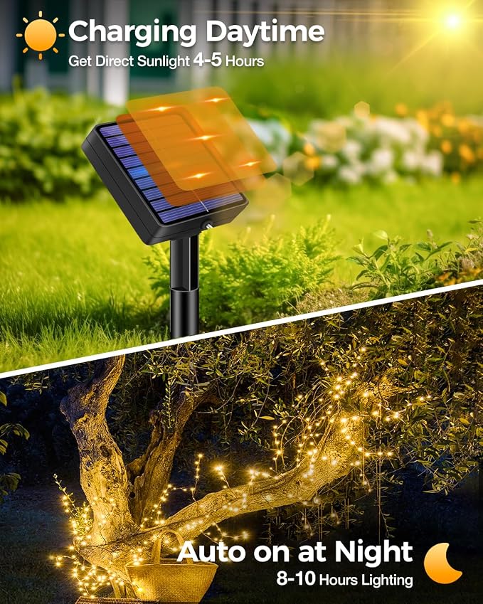 1 Pack Solar Fairy Lights for Outside Waterproof, 49FT/15M 150LED Solar String - Image 2