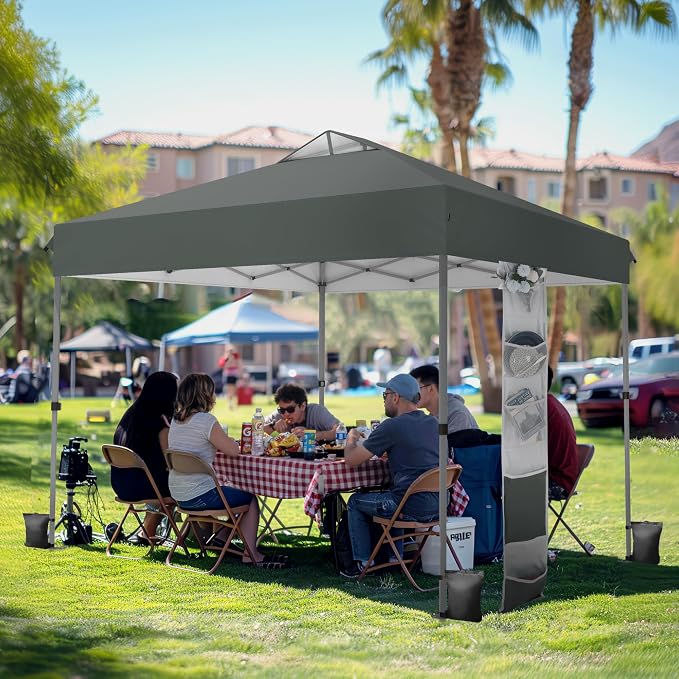 PHI VILLA 10x10ft 1-Person Setup Pop Up Canopy Tent Instant Portable Shelter w/ - Image 2