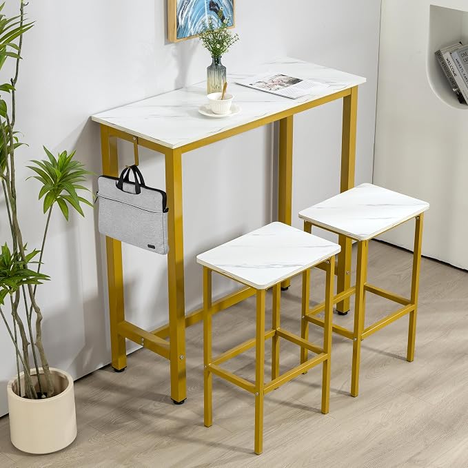 Finnhomy Bar Table Set, 39.3" Pub Table High Top Table, Rectangular Bar Height - Image 2