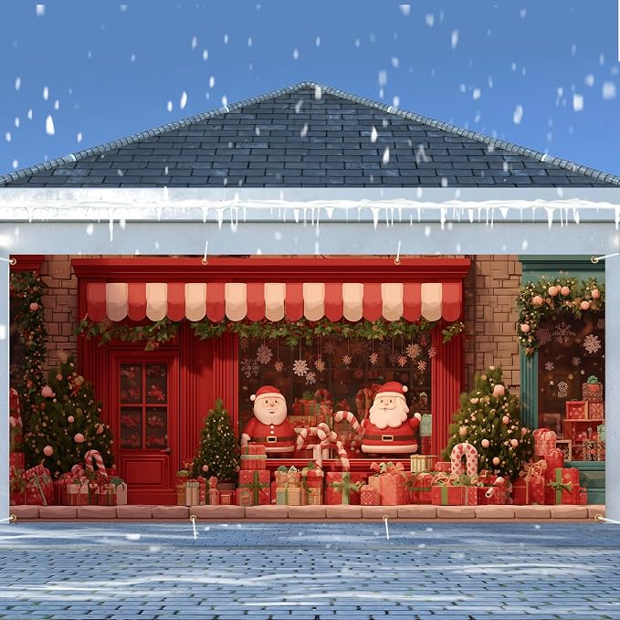 ANNA QUEEN Santa’s Christmas Shop Garage Door Banner 6 x 13FT, Santa Claus - Image 7