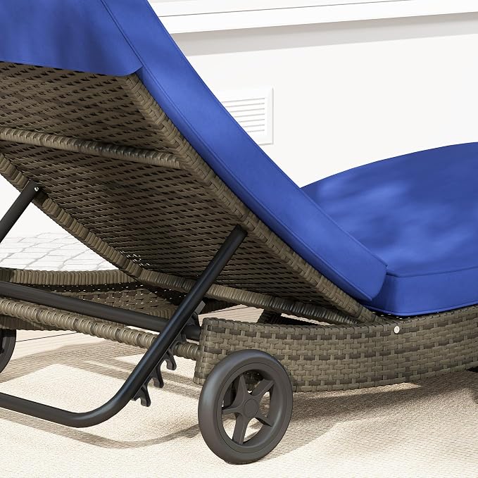 Outsunny Wicker Chaise Lounge Chair Outdoor - Image 9