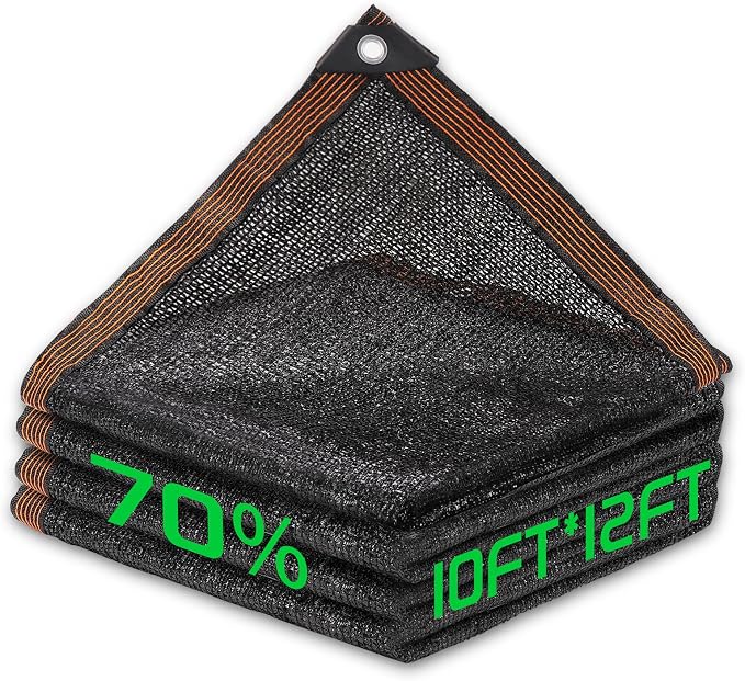 70% Shade Cloth, 10FTx12FT HDPE Mesh Tarp by Homiton