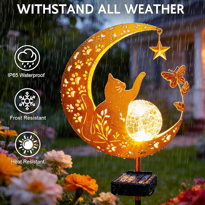 ZNYCYE Solar Lights Outdoor Decorative Moon Cat Butterfly Solar Stake Lights - Image 6