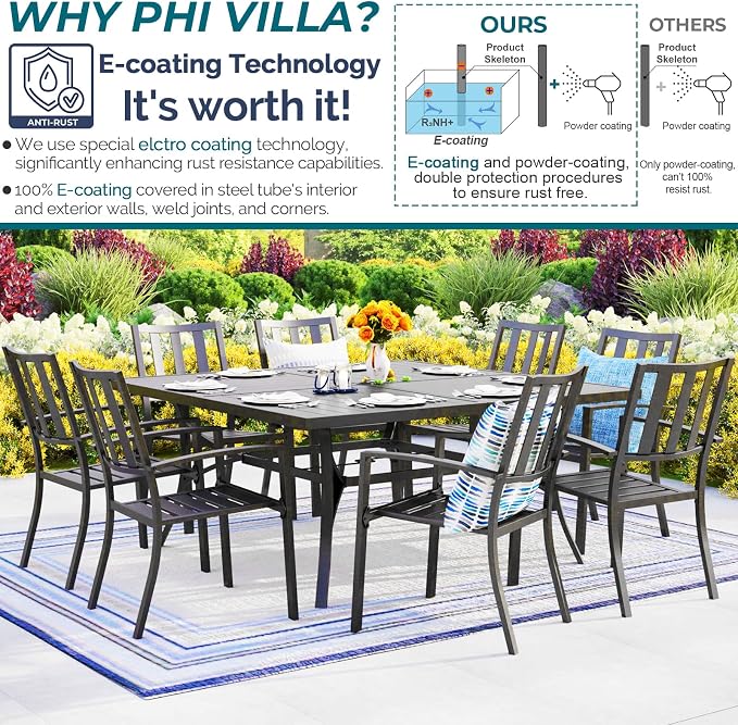 PHI VILLA 9 Pieces Outdoor Dining Set - Image 2