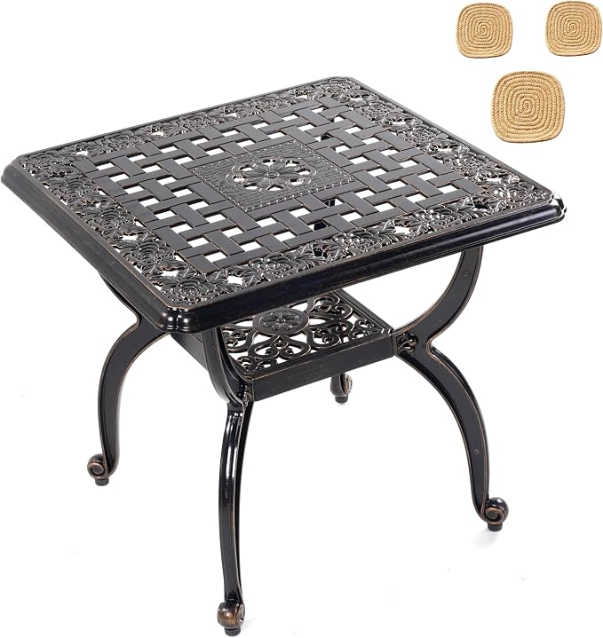 Mandolin Outdoor Patio, Rust -Resistant Cast Aluminum Side Table, Weather by Unknown