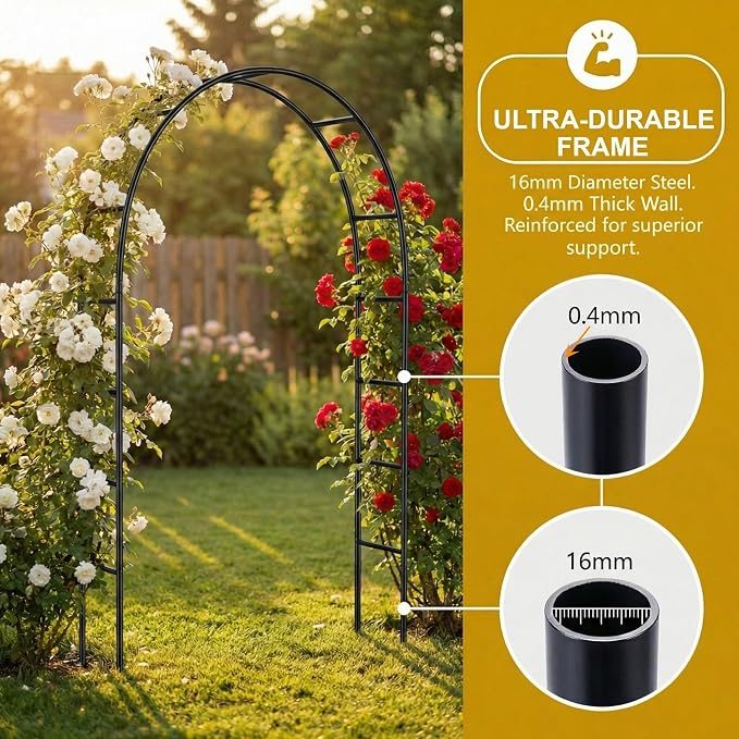 Metal Pergola Arbor, Heavy Duty Reinforced Thick Iron Pipe - Image 4