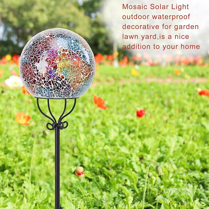 VCUTEKA Solar Outdoor Lights Garden Decor Mosaic Solar Garden Lights Waterproof - Image 5