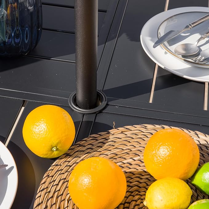 Sour Citrus Round Outdoor Metal Patio Dining Table - Image 4