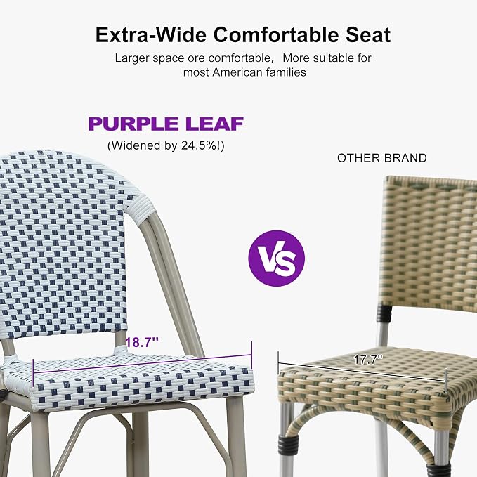 PURPLE LEAF French Bar Stools Set of 2 Champagne Print Finish Outdoor Bar Stools - Image 5
