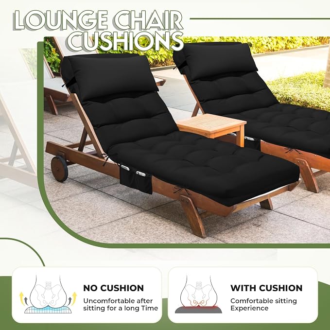 Outdoor Chaise Lounge Chair Cushion, Waterproof Outdoor Chair Cushions - Image 6