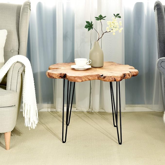 WELLAND Live Edge Cedar Coffee Table 32" W x 32" D x 20.5" H Rustic Round Table - Image 4