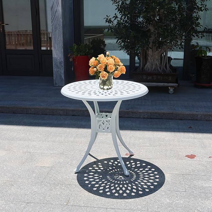 30.31" Outdoor Patio Dining Table, Cast Aluminum Bistro Table, Patio Furniture - Image 2