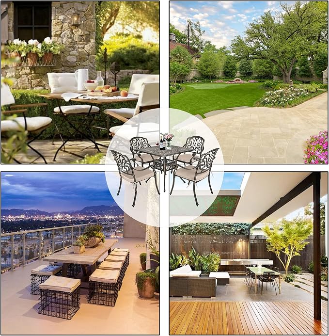 TITIMO 5-Piece Cast Aluminum Outdoor Patio Dining Set, 4 Pattern Chairs and - Image 6