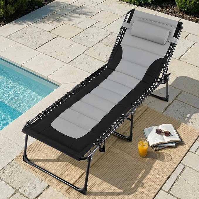 TLSUNNY Padded Folding Lounge Chair, Portable Reclining Chair - Image 9