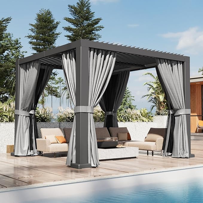 Aoxun Louvered Pergola 10' x 10' Outdoor Aluminum Pergola by Aoxun