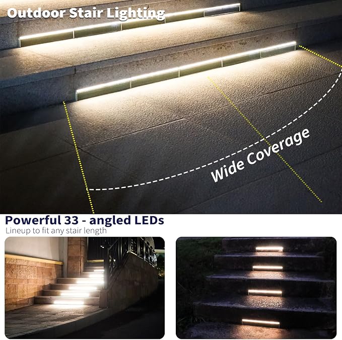 Solar Step Lights for Outside, 33 Focused-Beam High-Brightness LEDs, Waterproof - Image 5