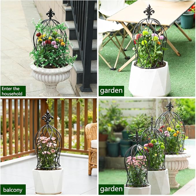 3PCS Metal Obelisk Trellis Set for Climbing Plants - Image 7