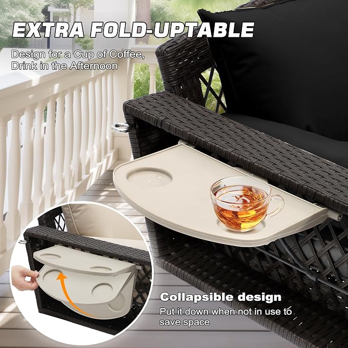 Grepatio Wicker Hanging Porch Swing - Image 3